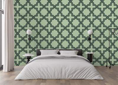 Square seamless pattern, interlacing star and cross arrangements. Classic Arabic, Celtic styles. Wall mural