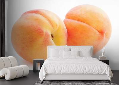 Peaches isolated on white background Wall mural