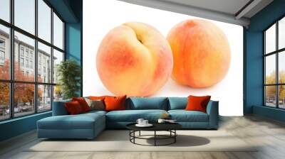 Peaches isolated on white background Wall mural