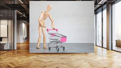 person with shopping cart Wall mural