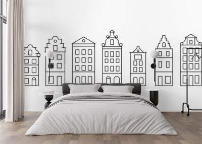 Set of Dutch linear house isolated on white background.Amsterdam.Vector stock illustration.	
 Wall mural