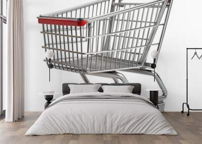 shopping cart isolated on white Wall mural