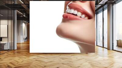 The face of a beautiful female smile on a white background Wall mural