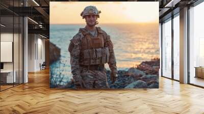 The Soldier at Sunset. Wall mural