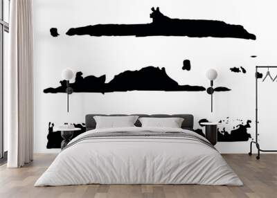 Vector set of brush strokes, texture for your design. Black ink patterns. Element on a postcard. Wall mural