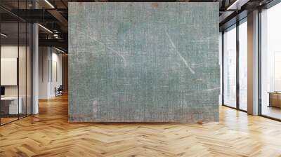 Texture of green aged canvas, sackcloth, dirt stains, spots, vintage background Wall mural