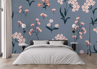 Seamless print with small wildflowers. Wall mural