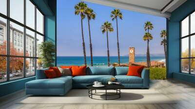 Beach in San Clemente, famous tourist destination in California, USA with the pier and a lifeguard tower Wall mural