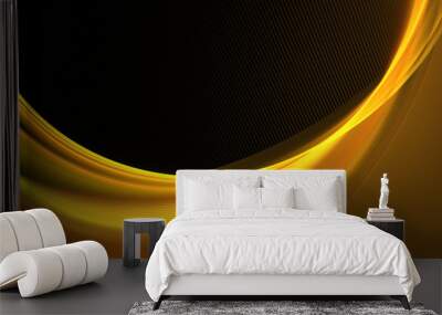 abstract fractal gold wave on a black background Wall mural