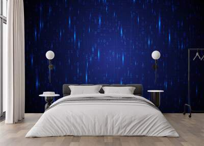 Blue background with binary code Wall mural