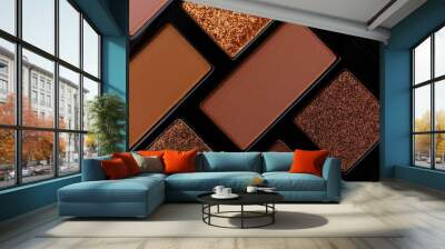 A palette of makeup shadows as an abstract background. MUA and girly concept. Luxury Eyeshadow palette, cosmetics product as luxury beauty brand promotion. Contouring makeup palette close up Wall mural