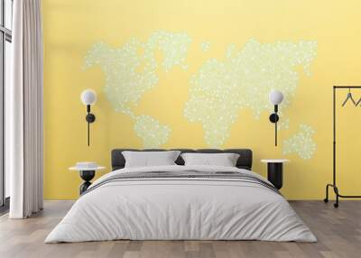 World map on the principle of neural networks on the yellow background. World community and network. Artificial intelligence, machine and deep learning, neural networks. Minimal creative idea Wall mural