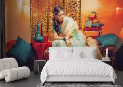 beautiful arabic style bride in ethnic clothes Wall mural