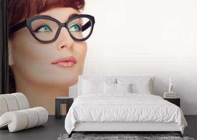 Beautiful girl in glasses Wall mural