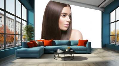 Beautiful girl with healthy shiny hair Wall mural