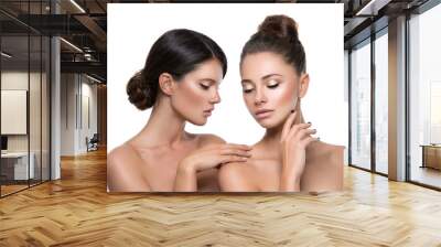 Two beautiful girls with perfect skin Wall mural