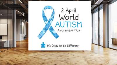 2 April World Autism awareness day banner. Symbol of autism. Design template for background, card, print, poster or brochure. Concept of healthcare awareness campaign for autism Wall mural