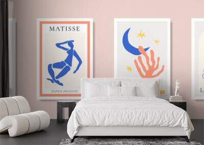 abstract modern posters in matisse style. contemporary print with nature-inspired, irregular cutouts Wall mural