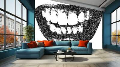 Angry mouth with halftone stipple effect, for grunge punk y2k collage design. Vector illustration in stipple halftone brutalist retro design for vintage banner Wall mural