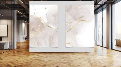 Pastel blush beige watercolor background with golden lines for wedding template. Marble nude brown fluid painting with alcohol ink effect. Abstract ivory aesthetic bohemian backdrop Wall mural