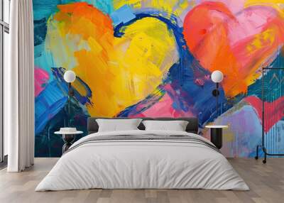 Artistic Love Abstract. Abstract love concept wedding romance valentines day colorful hearts background wallpaper Wall mural