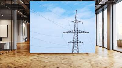 High-voltage electrical structures, electrician, pole on the field Wall mural