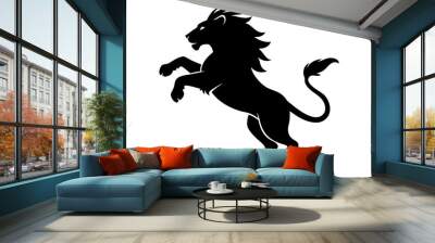 black and white lion silhouette, lion vector illustration, lion silhouette, animal silhouette isolated vector Illustration, png, lion  icon	 Wall mural