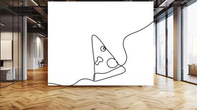 Continuous line drawing of pizza food.Vector illustration. Wall mural