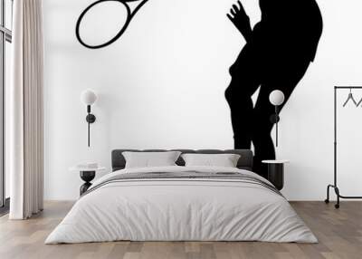 Silhouette of a tennis player.Man playing tennis.Vector illustration. Wall mural