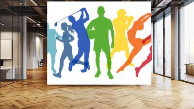 Sports Association.Silhouettes of athletes of different sports.Horizontal banner for sports schools.Vector illustration,isolated on white background. Wall mural