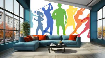 Sports Association.Silhouettes of athletes of different sports.Horizontal banner for sports schools.Vector illustration. Wall mural