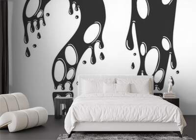 Question mark and exclamation punctuation point set. Liquid dripping, cartoon style. Wall mural