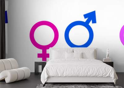 Male & Female Icon. Symbols of man and woman. Yin Yang Wall mural