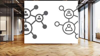 Set of business network icon. Work networking symbol, social networks, people and diagram. Communication friends partners signs, business network, consisting of multiple users. Vector. Wall mural