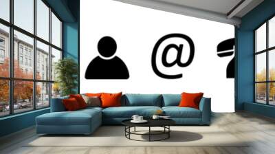 Set of contact and web icons on white background. Vector illustration. Wall mural