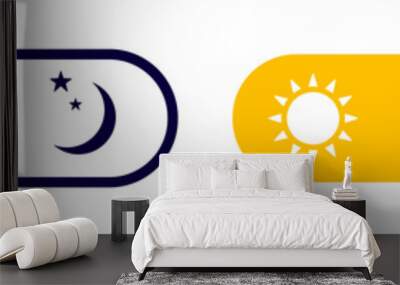 Set of night mode and day mode buttons. Night, day switch. Night and day mode icons. Vector illustration. Wall mural