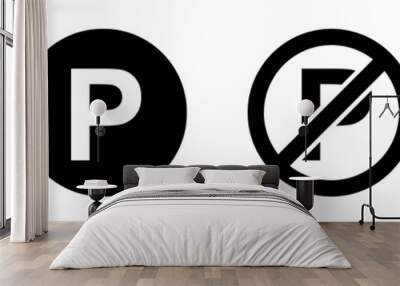 Set of parking signs. Car parking icons. Road signs, street, vector. Wall mural