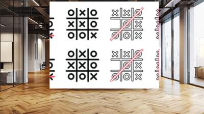 Set of tic tac toe game icons. Noughts and crosses, competition, classic game board, template tic tac toe. Vector. EPS10. Wall mural