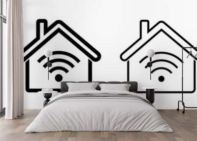 Wifi house icons wireless internet connection signal. Wifi symbol set. Internet Connection. Wifi houses. Vector illustration Wall mural