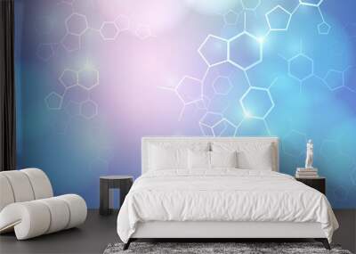 DNA vector abstract medical background with Molecular Structures and Bokeh Lights Wall mural