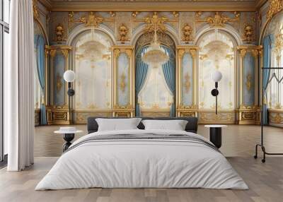 A classic extravagant European style palace room with gold decorations. wide format Wall mural