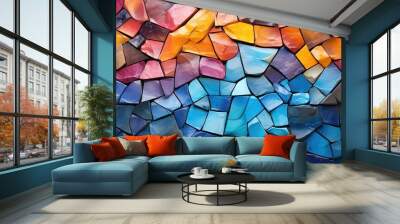 Abstract bold colors colorful mosaic stone wall or floor texture stained pattern background banner Wall mural