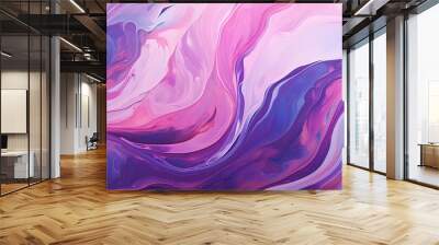 Abstract marbling oil acrylic paint background illustration art wallpaper - Purple pink color with liquid fluid marbled paper texture banner painting texture Wall mural