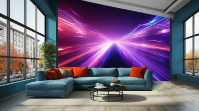 Abstract Speed light trails effect path, fast moving neon futuristic technology background, future virtual reality, motion effect, curve of neon bright, highway speed light Wall mural