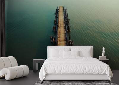 Aerial View of a Long Bridge Over Water Wall mural