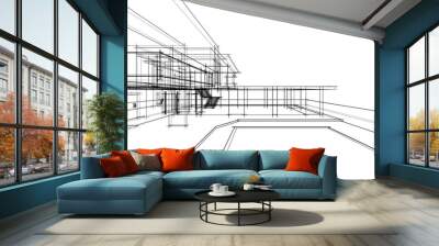 Architectural sketch of a house 3d illustration Wall mural