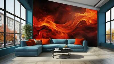 Black red abstract background. Toned fiery red sky. Flame and smoke effect. Fire background with space for design Wall mural