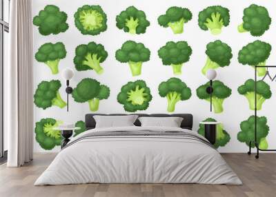 Broccoli crumbs vector cartoon set icon. Vector illustration brocolli cabbage on white background. Isolated cartoon set icon broccoli. Wall mural