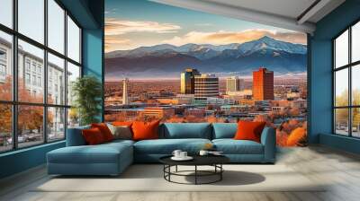 Colorado Springs, Colorado, USA Downtown City Skyline Wall mural