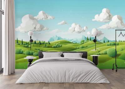 field vector simple 3d smooth cut and paste white isolated illustration Wall mural